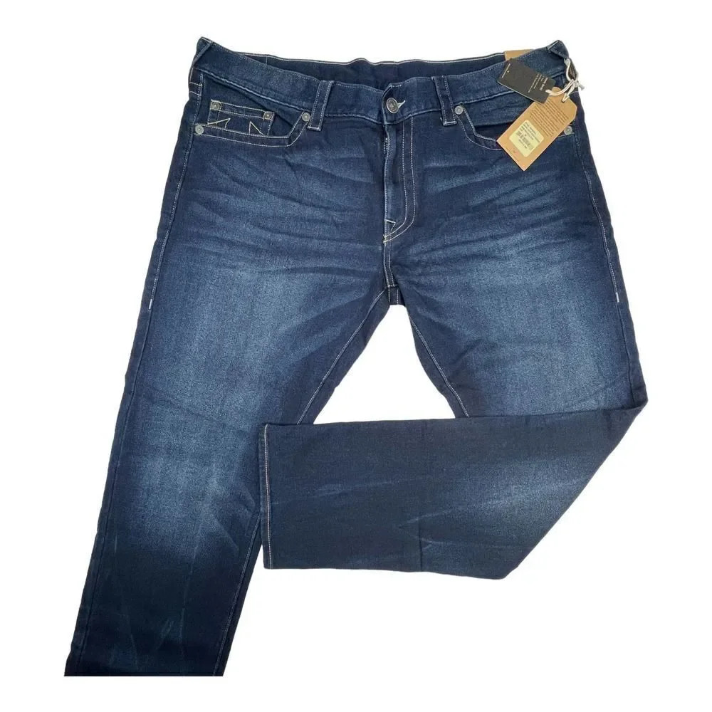 New True Religion Geno Men Denim Blue Jeans Relaxed Slim Deep Shadow US 42 - Picture 1 of 11